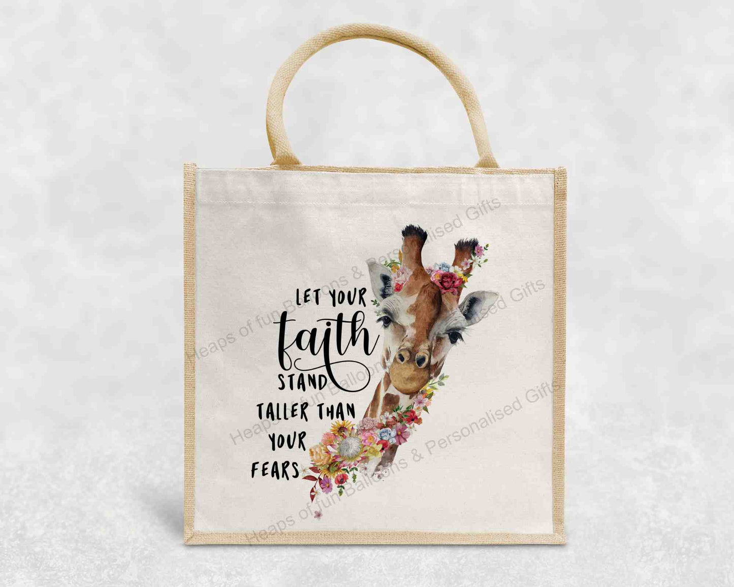 Giraffe Positive Quote Eco-Friendly Jute Bag