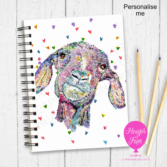 A5 Personalised Notebook – Goat Design | Custom Name Journal