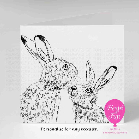 Personalised Hare Greeting Card | Custom Wildlife Card for Any Occasion