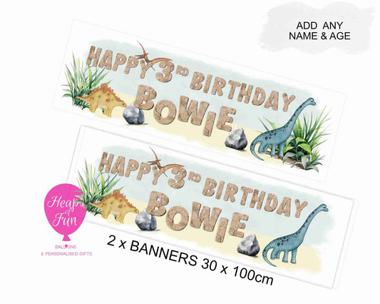 “Custom dinosaur party banner printed on 90gsm paper – kids birthday decoration”