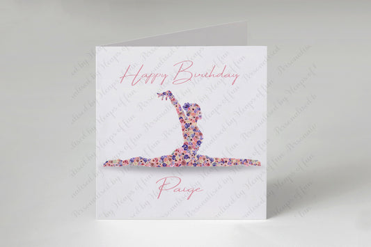 Personalised Floral Gymnastics Birthday Card, Daughter, Granddaughter, Sister, Niece