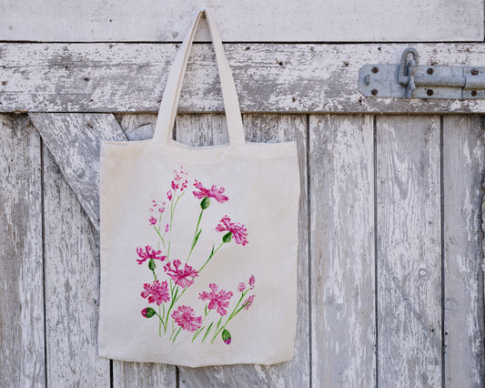 Personalised Tote Bag, Pink Flower Tote Bag, Pink Flower Gift, Reusable Bag