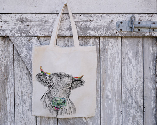 Personalised Tote Bag, Cow Tote Bag, Cow Gift, Reusable Bag