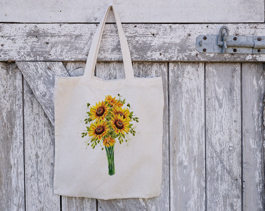 Personalised Tote Bag, Sunflower Tote Bag, Sunflower Gift, Reusable Bag