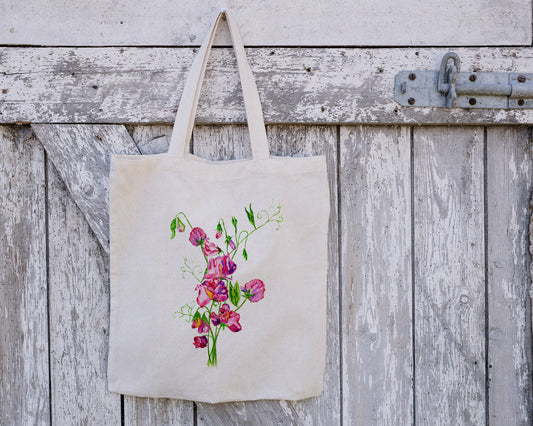 Personalised Tote Bag, Sweetpea Tote Bag, Sweetpea Gift, Reusable Bag