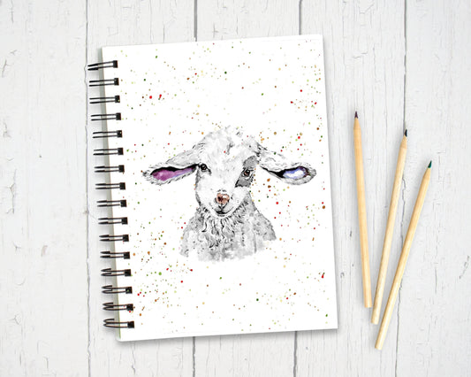 Personalised Custom A5 Lamb Themed Notebook | Lined or Plain | Matching Wrapping Paper | 60 Pages | Wire Bound