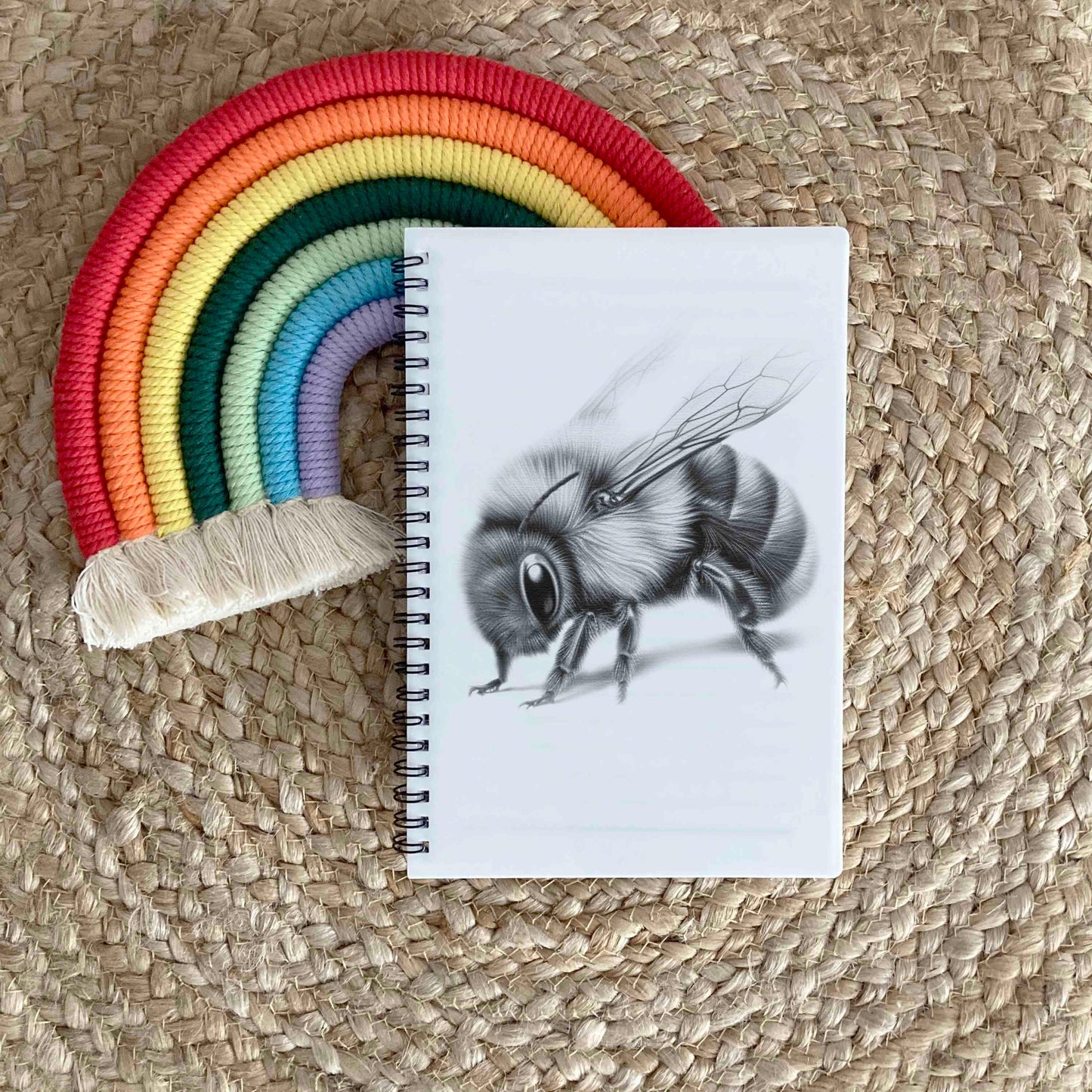 Personalised Custom A5 Sketchy Bee Themed Notebook | Lined or Plain | Matching Wrapping Paper | 60 Pages | Wire Bound