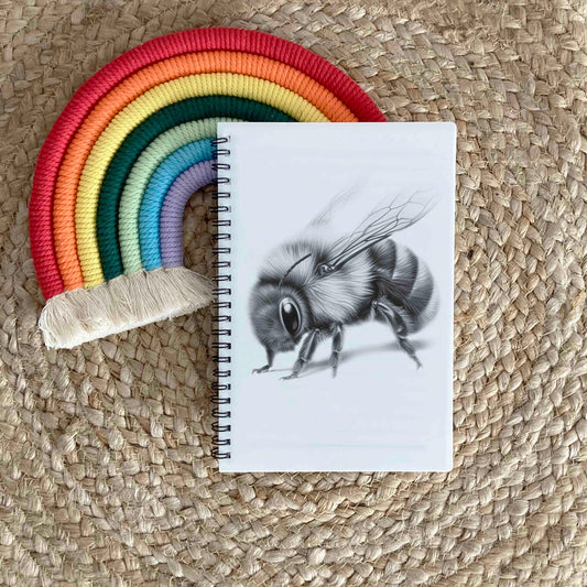 Personalised Custom A5 Sketchy Bee Themed Notebook | Lined or Plain | Matching Wrapping Paper | 60 Pages | Wire Bound