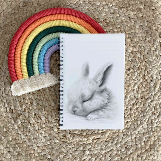 Personalised Custom A5 Sketchy Bunny Themed Notebook | Lined or Plain | Matching Wrapping Paper | 60 Pages | Wire Bound