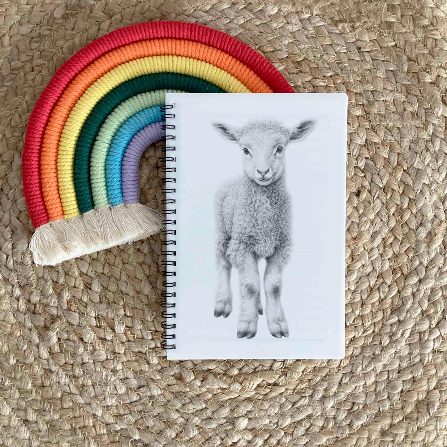 Personalised Custom A5 Sketchy Lamb Themed Notebook | Lined or Plain | Matching Wrapping Paper | 60 Pages | Wire Bound