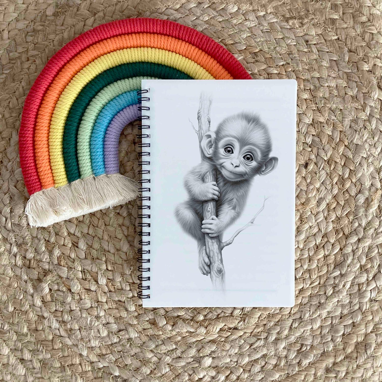 Personalised Custom A5 Sketchy Monkey Themed Notebook | Lined or Plain | Matching Wrapping Paper | 60 Pages | Wire Bound