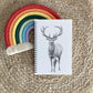 Personalised Custom A5 Sketchy Stag Themed Notebook | Lined or Plain | Matching Wrapping Paper | 60 Pages | Wire Bound