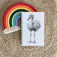 Personalised Custom A5 Sketchy Flamingo Themed Notebook | Lined or Plain | Matching Wrapping Paper | 60 Pages | Wire Bound