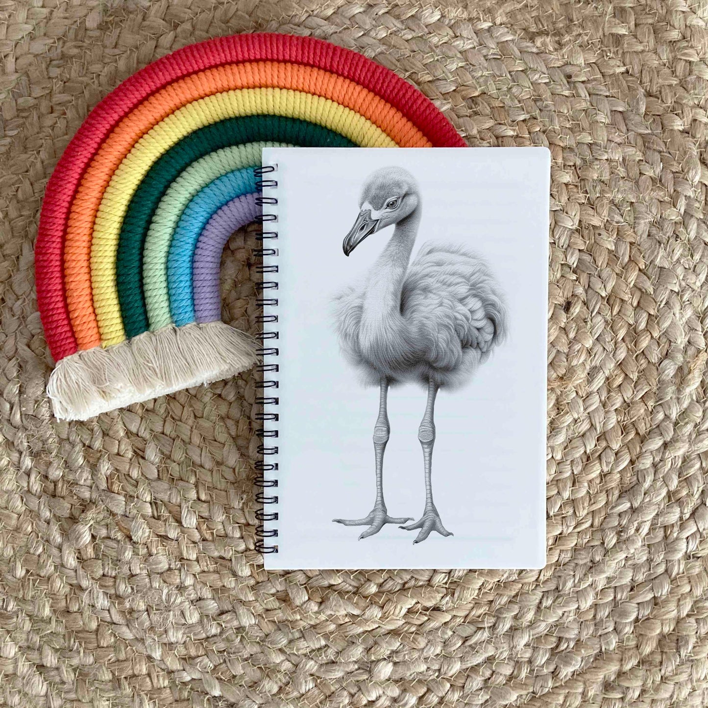 Personalised Custom A5 Sketchy Flamingo Themed Notebook | Lined or Plain | Matching Wrapping Paper | 60 Pages | Wire Bound