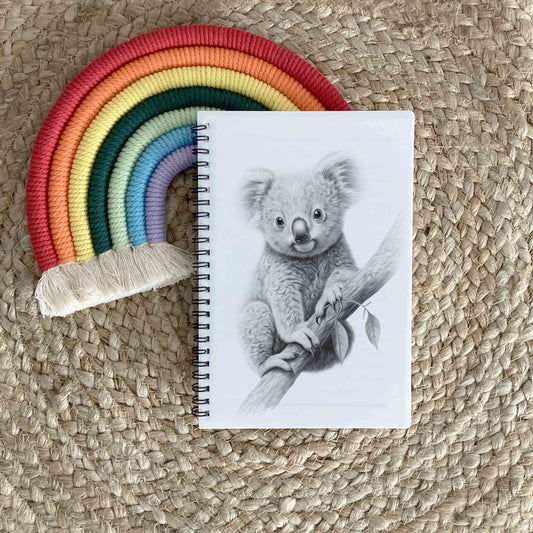 Personalised Custom A5 Koala Bear Themed Notebook | Lined or Plain | Matching Wrapping Paper | 60 Pages | Wire Bound