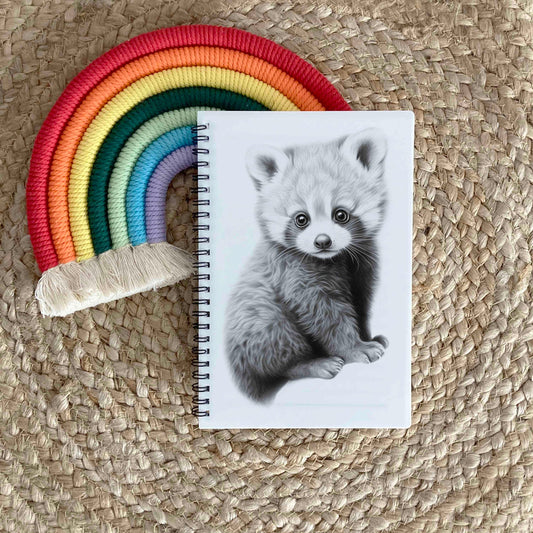 Personalised Custom A5 Sketchy Red Panda Themed Notebook | Lined or Plain | Matching Wrapping Paper | 60 Pages | Wire Bound