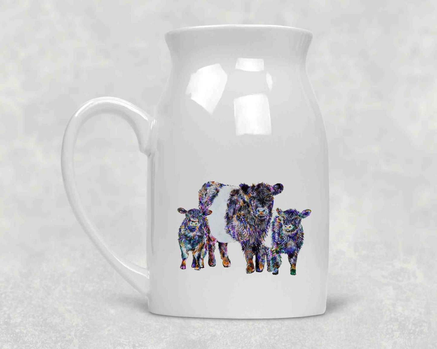 Belted Galloway Cow Gift, Ceramic Milk Jugs or Vase, Home Decor Gift