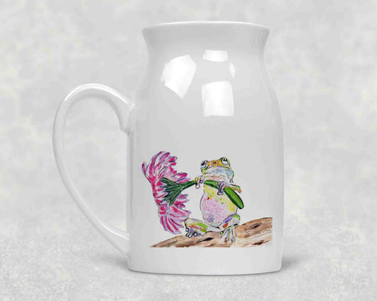 Frog Ceramic Milk Jug or Vase, Home Decor Gift