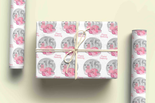 16th Birthday Wrapping Paper - Personalised Gift Wrap - Happy Birthday Wrapping Paper, Milestone Birthday