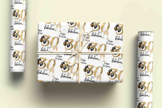 30 and Fabulous Personalised Gift Wrap, Milestone Birthday Wrapping Paper