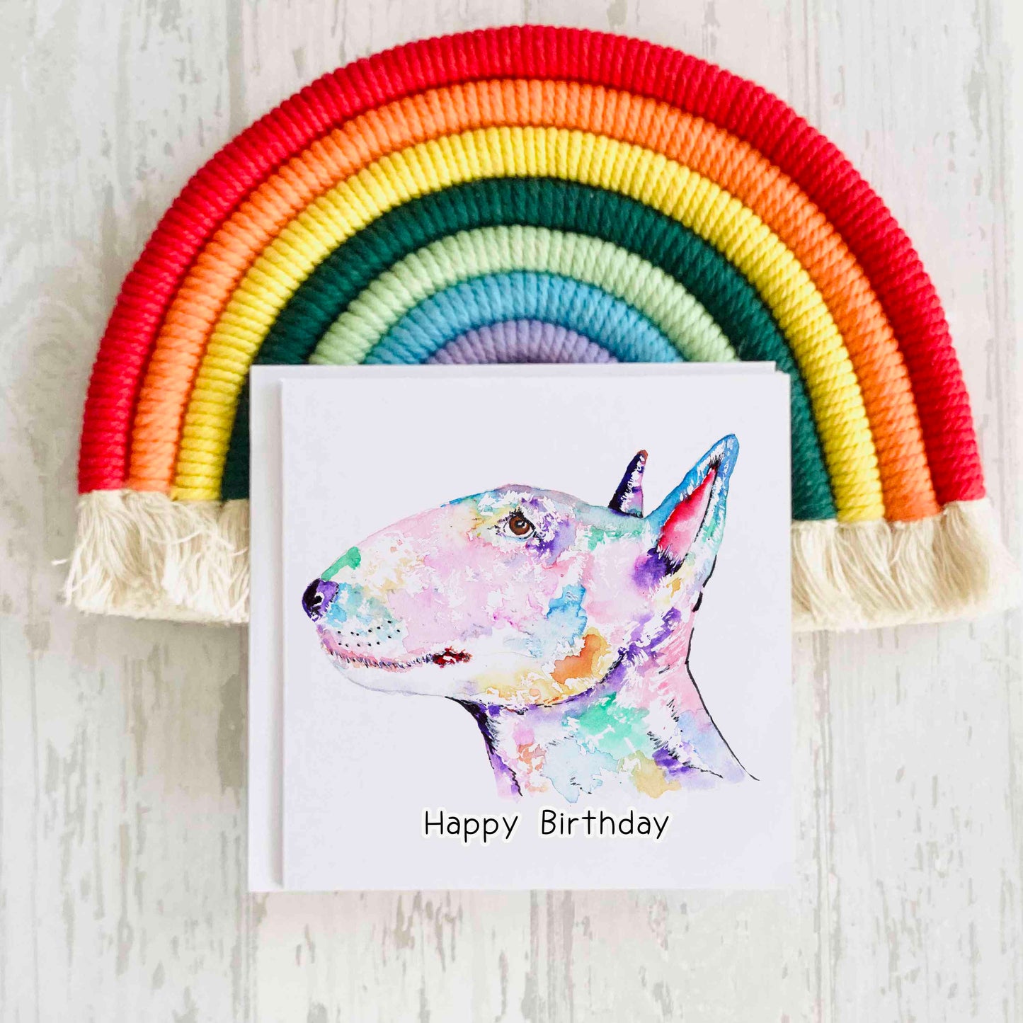 English Bull Terrier Birthday Card, Personalised Dog Card, Dog Birthday Card