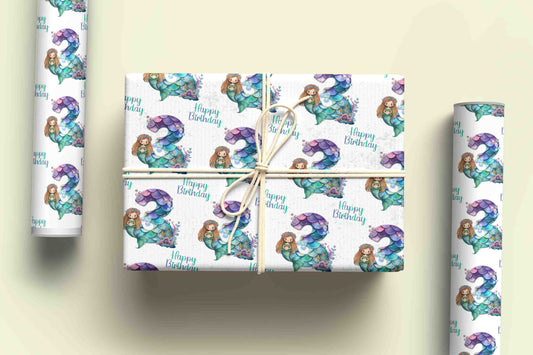 Mermaid Wrapping Paper, Kids Wrapping Paper,  Birthday Wrapping Paper - Personalised Gift Wrap - Ages 1-10