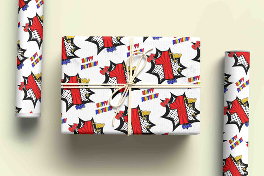 Superhero Wrapping Paper - Personalised Gift Wrap, Kids Wrapping Paper Ages 1-9