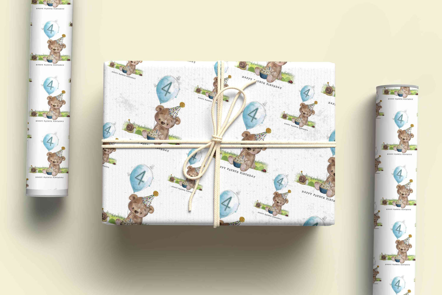 Birthday Bear Wrapping paper,  Personalised Gift Wrap, Kids Birthday Wrapping Paper