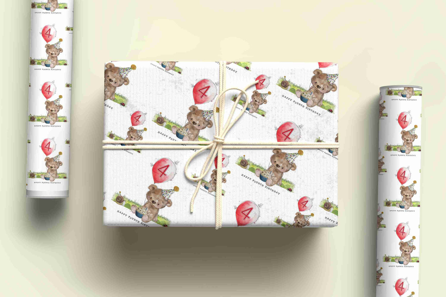 Birthday Bear Wrapping paper,  Personalised Gift Wrap, Kids Birthday Wrapping Paper