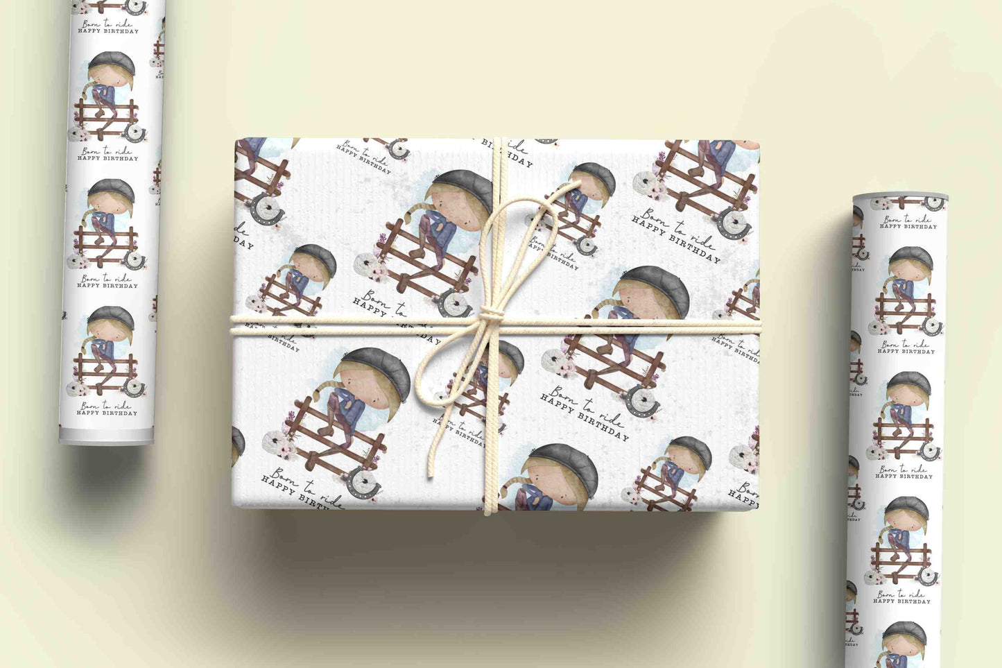 Born to Ride Wrapping paper,  Personalised Gift Wrap, Personalised Horse Themed Birthday Wrapping Paper