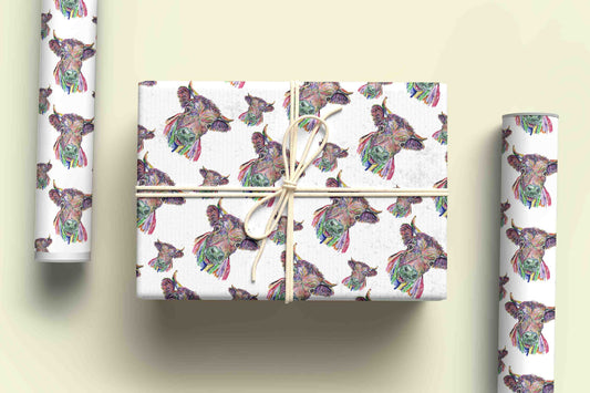 Dexter Cow Wrapping Paper, Personalised Gift Wrap