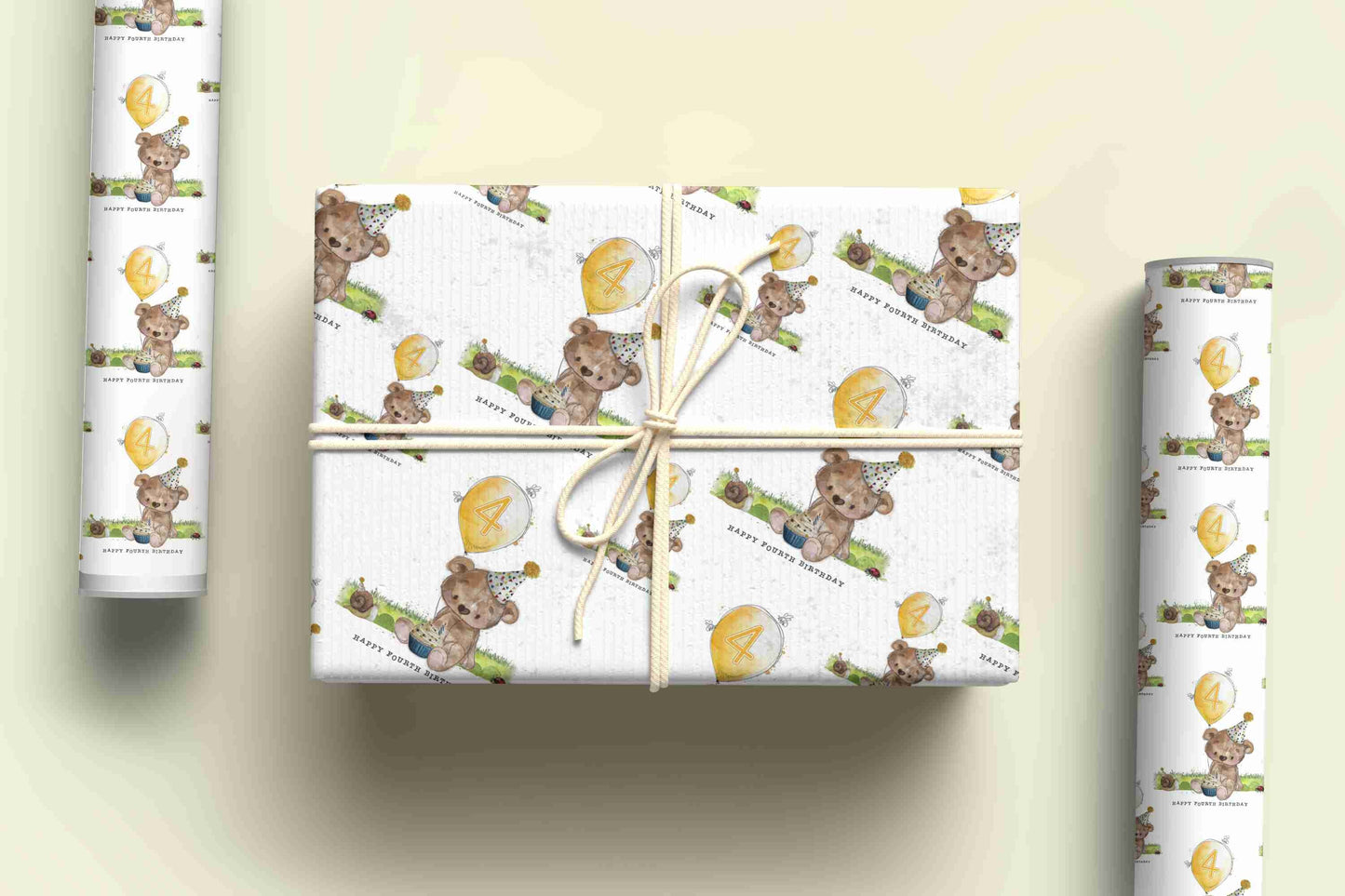 Birthday Bear Wrapping paper,  Personalised Gift Wrap, Kids Birthday Wrapping Paper