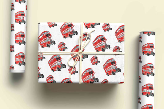 Double Decker Bus Wrapping Paper