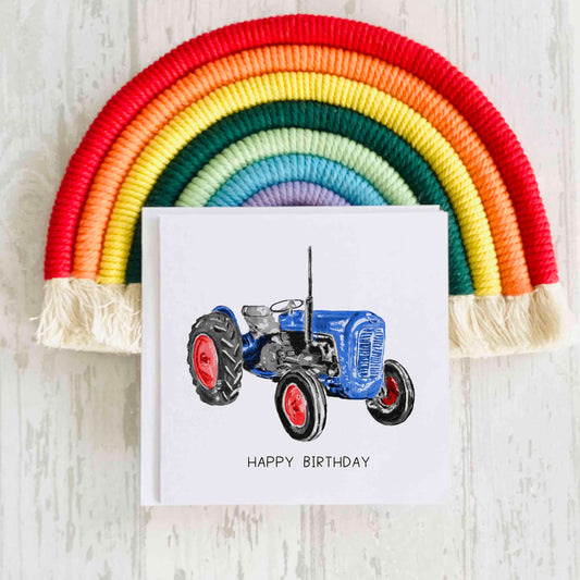 Blue Vintage Tractor Birthday Card, Father's Day Card