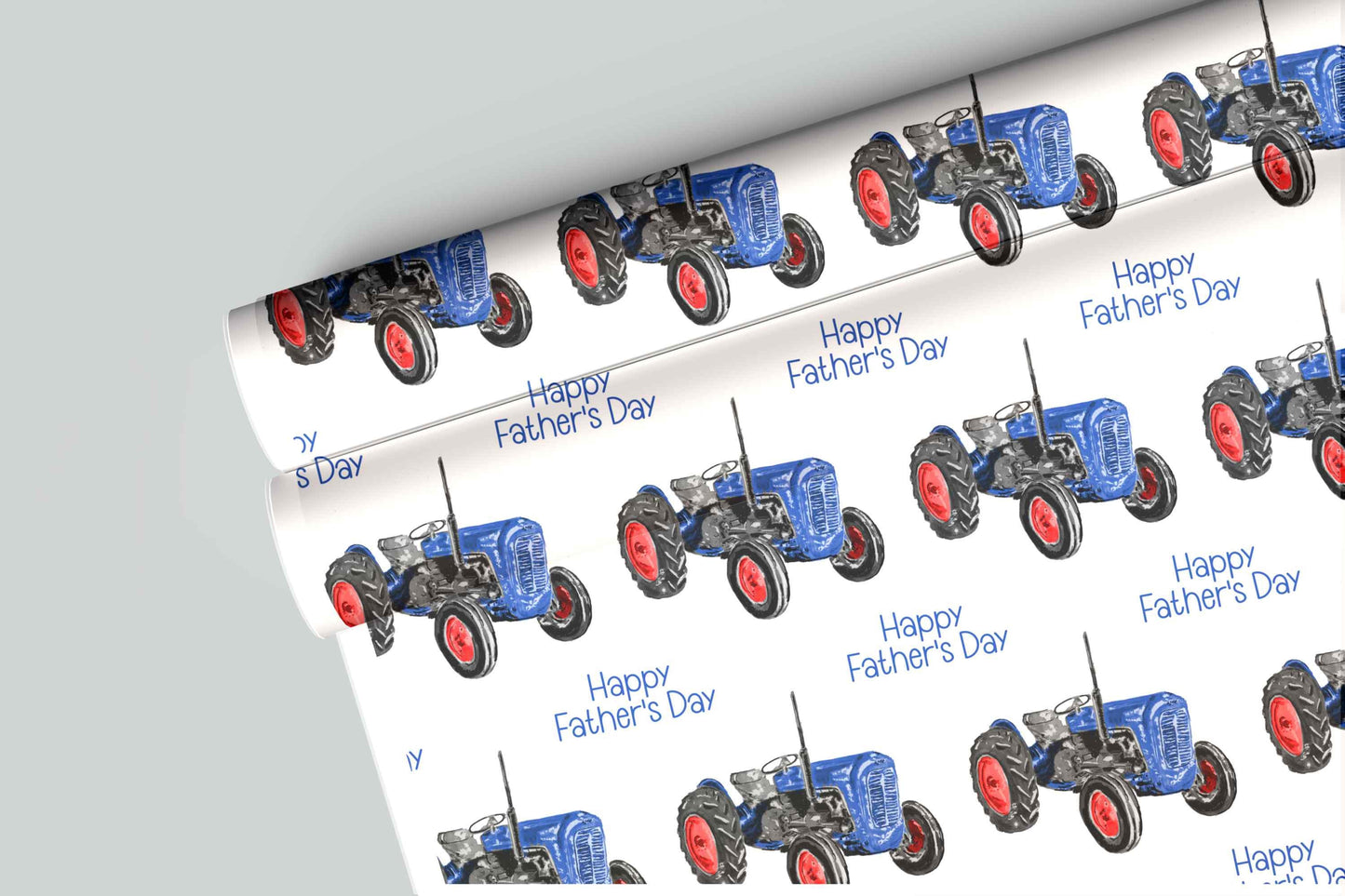 Classic Blue Tractor Father's Day Wrapping Paper