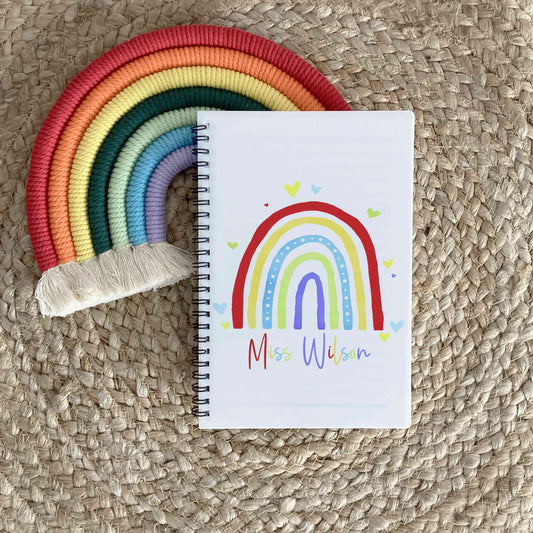 Personalised Rainbow Teacher Notebook, Thank you gift, Teacher Appreciation