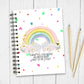 Personalised Rainbow Notebook, Gift for Teacher, End of term Gift, Thank you for being an important part of my story