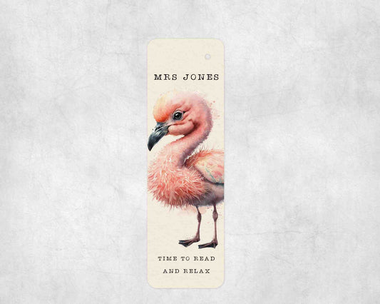 Personalised Teacher Flamingo Bookmark, Thank you end of term Gift, Teacher Appreciation Gift