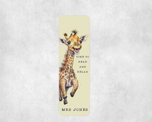 Personalised Teacher Giraffe Bookmark, Thank you end of term Gift, Teacher Appreciation Gift