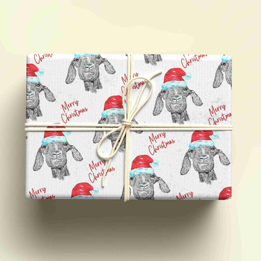 Personalised Christmas Goat Wrapping Paper - Custom Name Gift Wrap - Farming Themed Design - Unique Xmas Gift Wrap - UK Seller