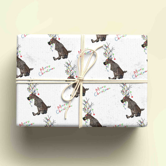 Personalised Cute Reindeer Wrapping Paper - Custom Name Gift Wrap - Reindeer Design - Unique Xmas Gift Wrap