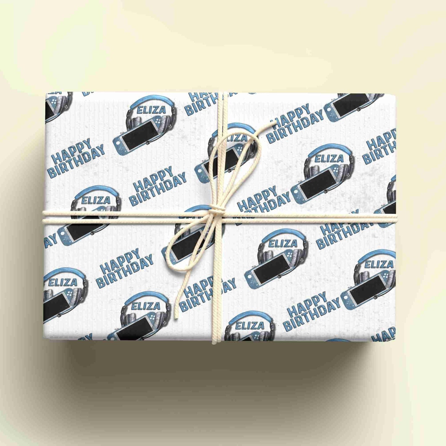 Personalised Gaming Birthday Wrapping Paper, Blue  Controller, Custom Gaming Gift Wrap, Eco Friendly Wrap,