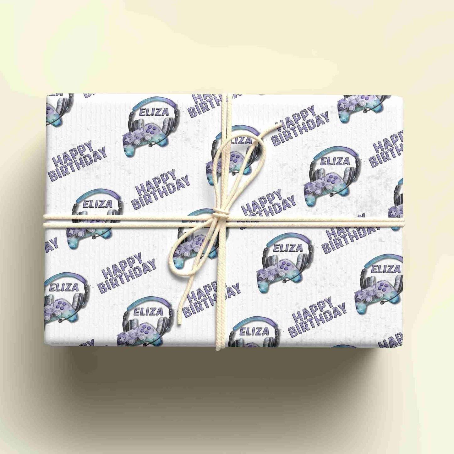 Personalised Gaming Birthday Wrapping Paper, Purple Blue Controller, Custom Gaming Gift Wrap, Eco Friendly Wrap,