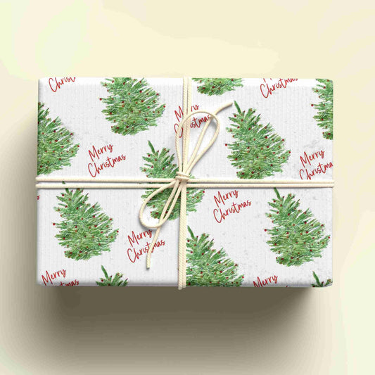 Personalised Christmas Tree Wrapping Paper - Custom Name Gift Wrap - Festive Tree Design - Unique Xmas Gift Wrap - UK Seller
