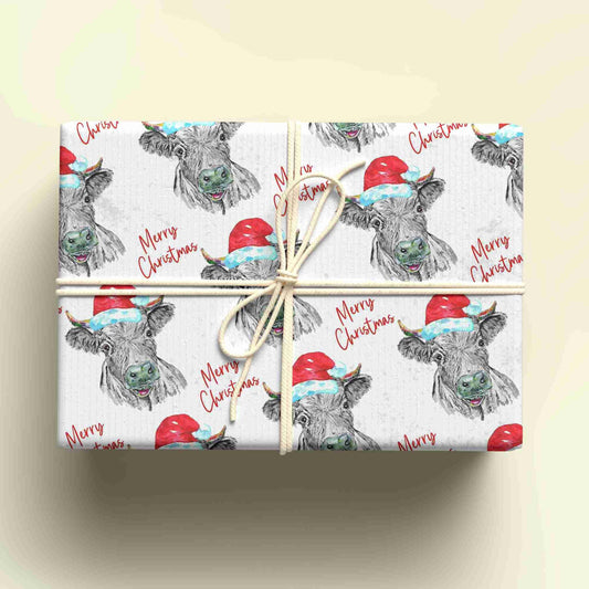 Personalised Christmas Cow Wrapping Paper - Custom Name Gift Wrap - Farming Themed Design - Unique Xmas Gift Wrap - UK Seller