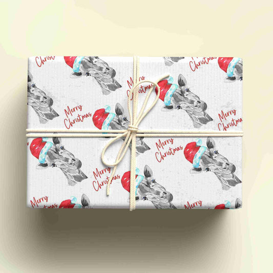 Personalised Christmas Giraffe Wrapping Paper - Custom Name Gift Wrap - Giraffe Themed Design - Unique Xmas Gift Wrap - UK Seller