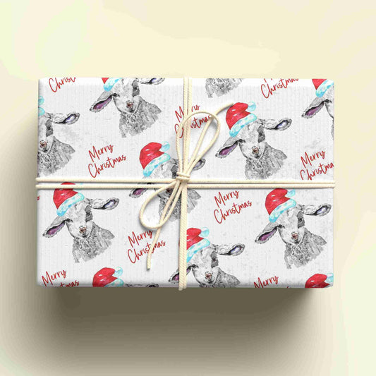 Personalised Christmas Lamb Wrapping Paper - Custom Name Gift Wrap - Farming Themed Design - Unique Xmas Gift Wrap - UK Seller