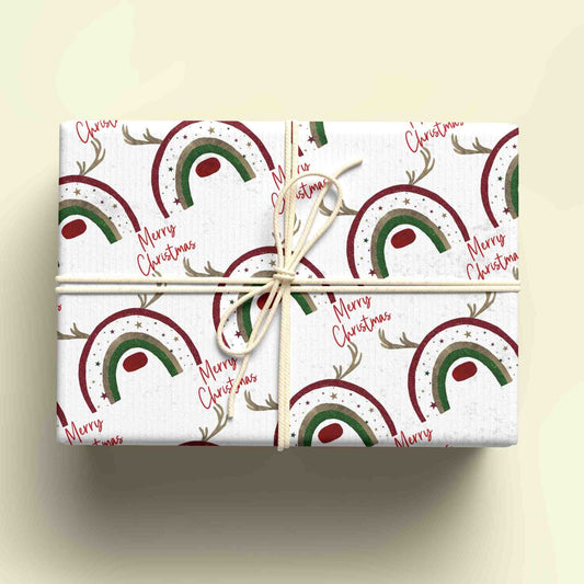 Personalised Christmas Rainbow Wrapping Paper - Custom Name Gift Wrap - Christmas Rainbow Design - Unique Xmas Gift Wrap - UK Seller