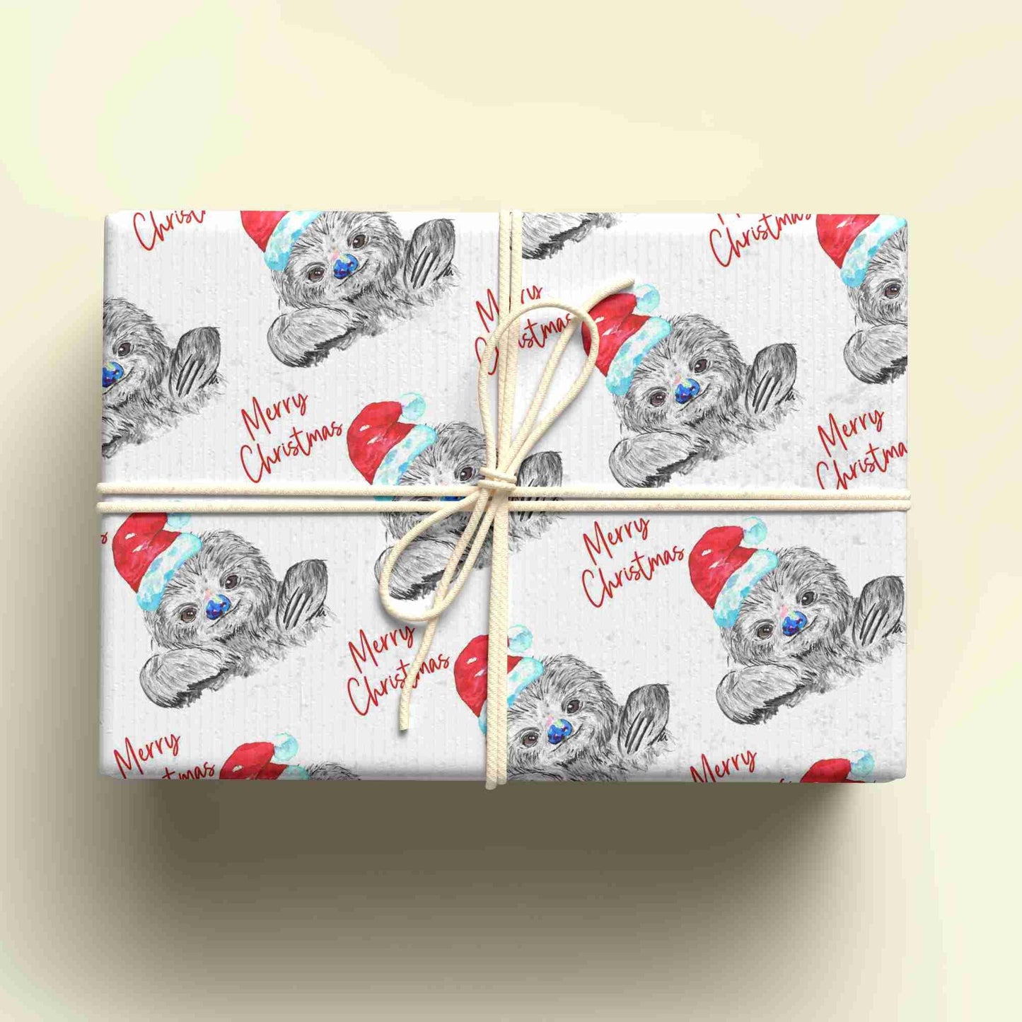 Personalised Christmas Sloth Wrapping Paper - Custom Name Gift Wrap - Sloth Design - Unique Xmas Gift Wrap