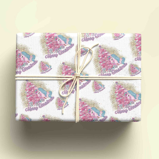 Personalised Christmas Unicorn Wrapping Paper - Custom Name Gift Wrap - Unicorn Design - Unique Xmas Gift Wrap